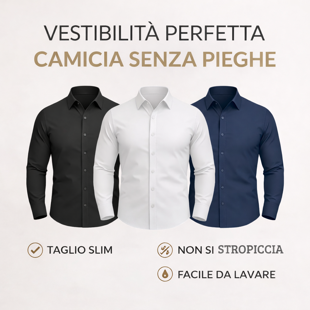 Camicia Antipiega a Taglio Aderente