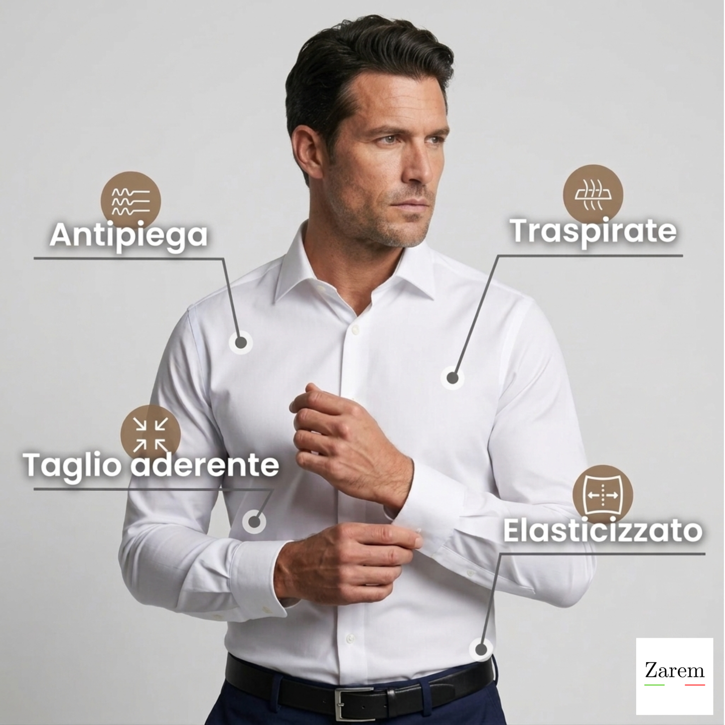 Camicia Antipiega a Taglio Aderente